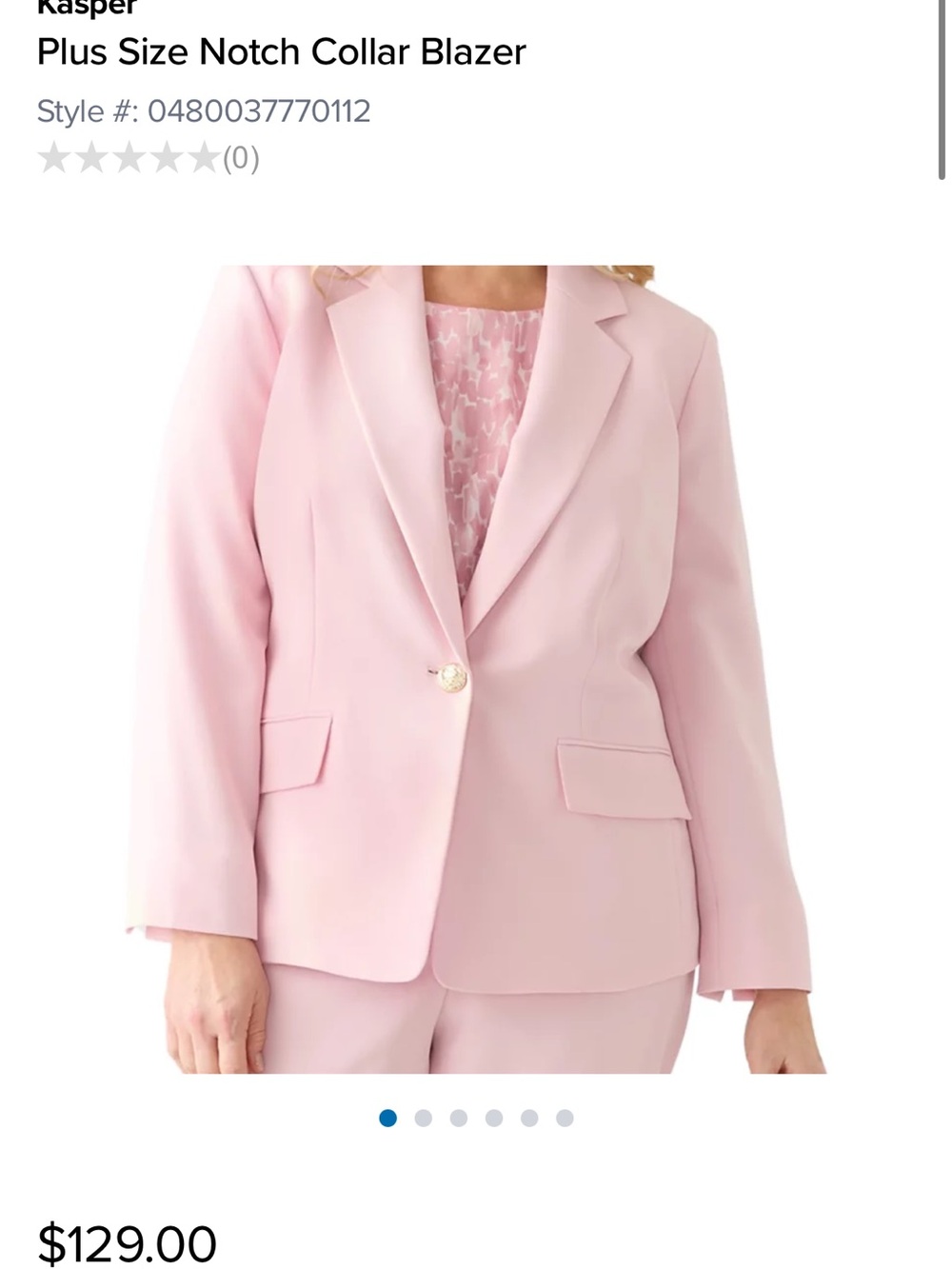 Kasper Plus Size Single-Button Notch Collar Blazer in Pale Pink